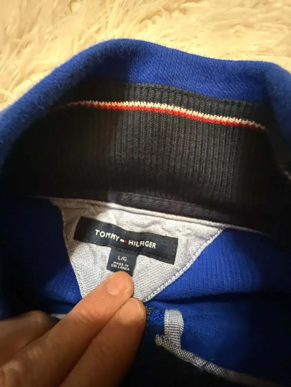 Tommy Hilfiger Large Royal Blue Quarter-Zip Fleece Pullover